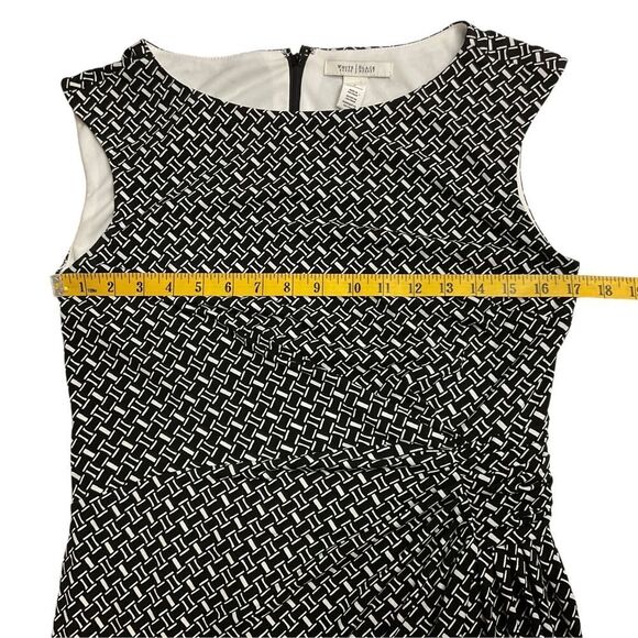 White House Black Market Women's Geometric Shirred Waist Sheath Dress Formal SzL - Picture 8 of 11